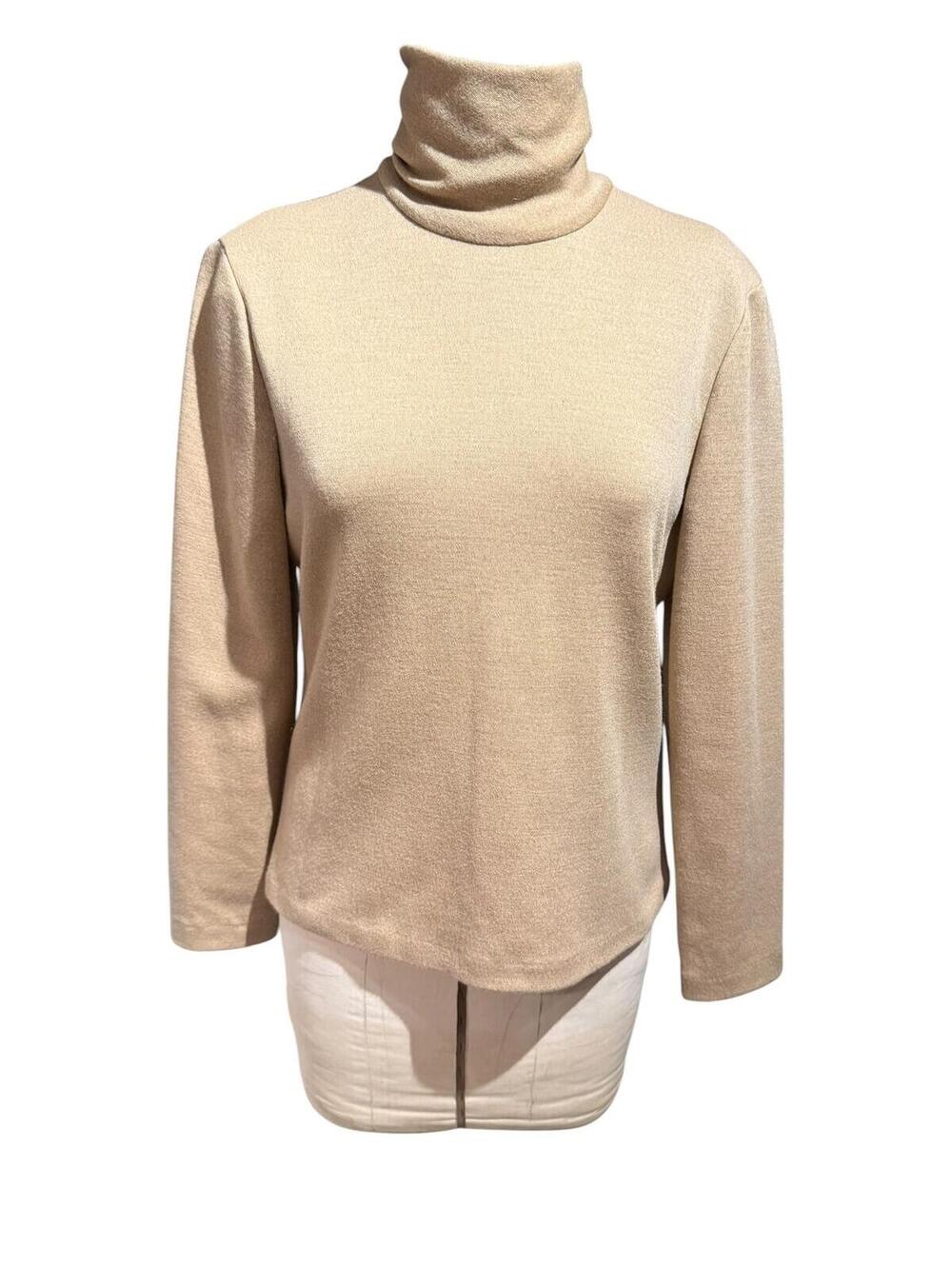 Eric Gaskins Beige Turtleneck Long Sleeve Sweater